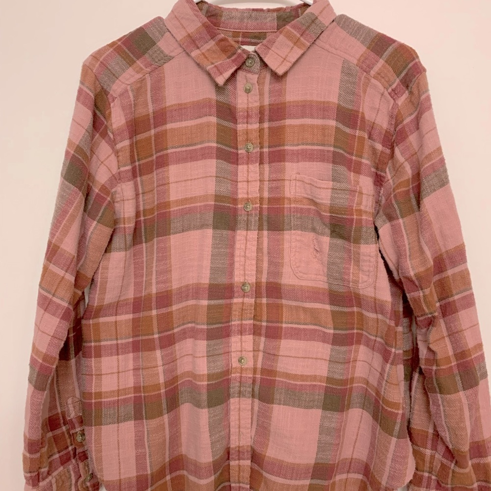 American eagle plaid distress shirt size s